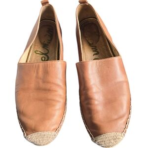 Sam Edelmin Khloe Leather Espadrille Slip-On Flats in Tan Size 9